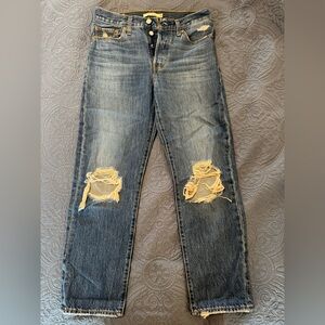 Levi's Wedgie Straight Leg Ripped Blue Denim Jeans